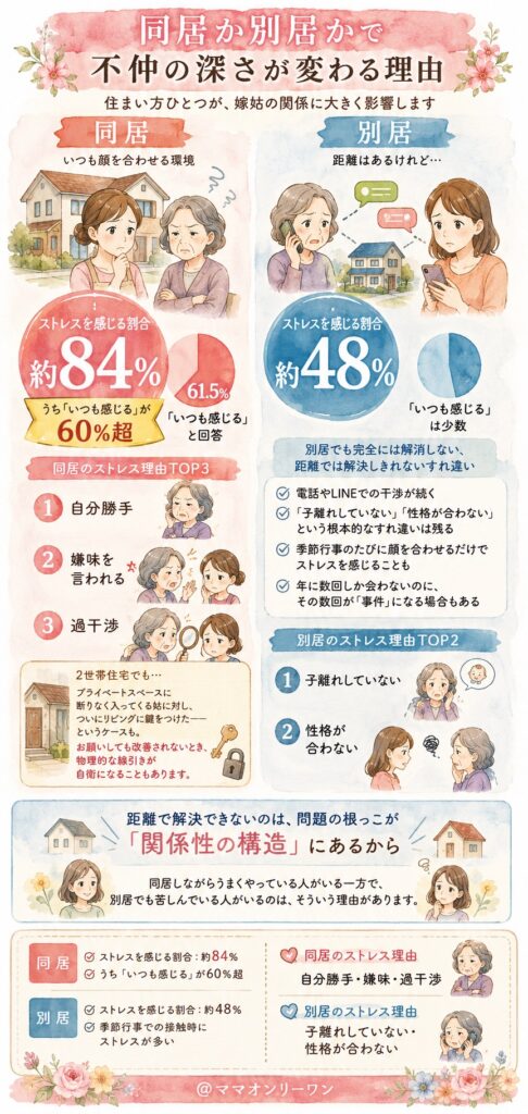 同居か別居かで不仲の深さが変わる理由