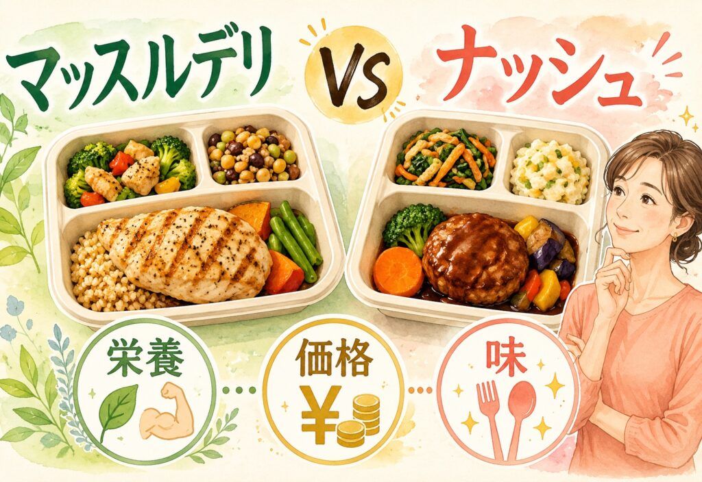 マッスルデリとナッシュを比較｜栄養・価格・味を多角的に検証した本当の違いと選び方のポイント