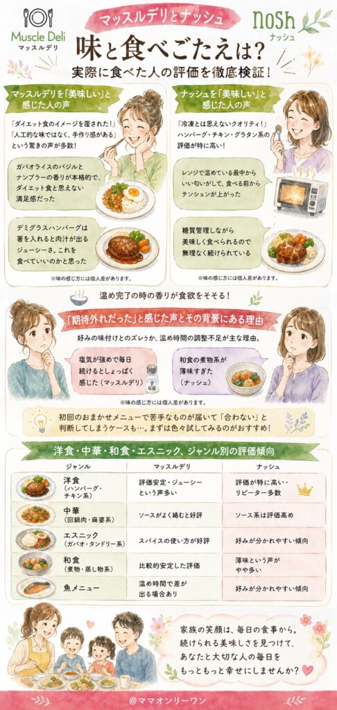 マッスルデリとナッシュ 味と食べごたえは?実際に食べた人の評価