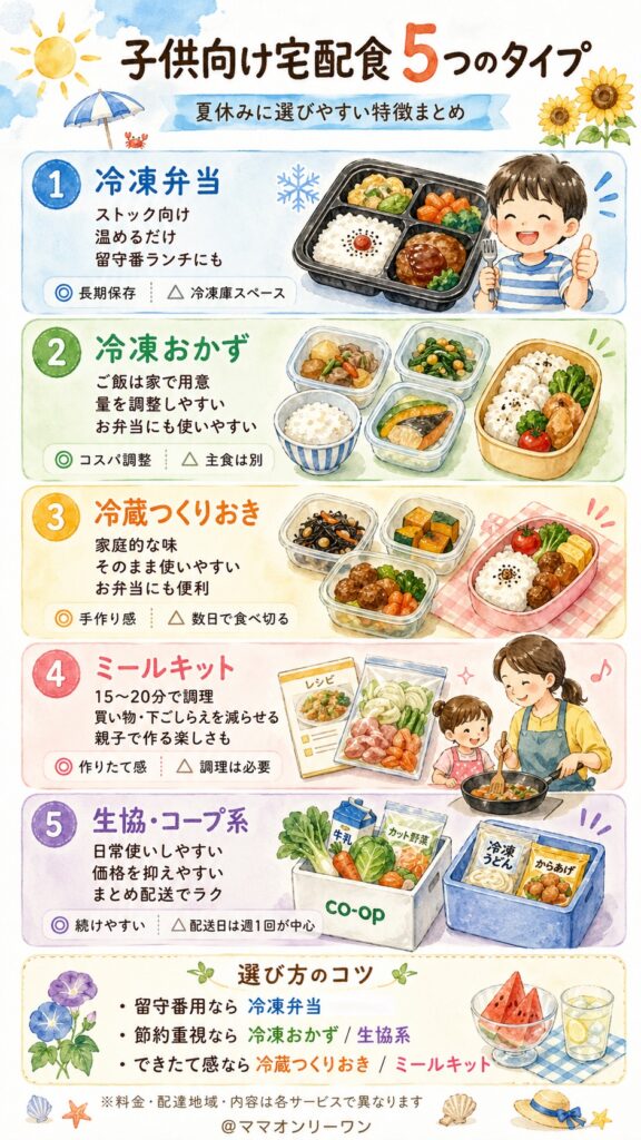 タイプ別に整理!子供向け宅配食サービスの種類と特徴
