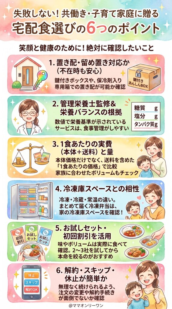 失敗しないために|宅配食選びで絶対に確認したい6つのポイント