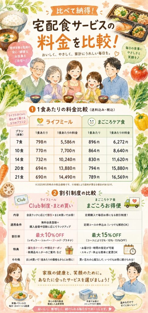 ライフミールとまごころケア食 コストと続けやすさを比較|家族のためにかかる本当の金額