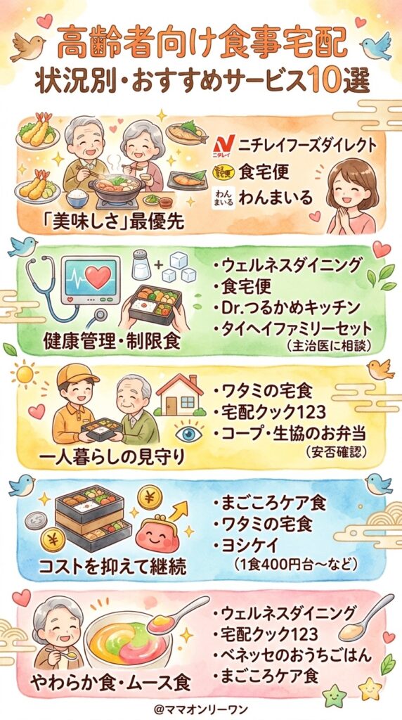 60代、70代の親の状況別おすすめ宅配食サービス