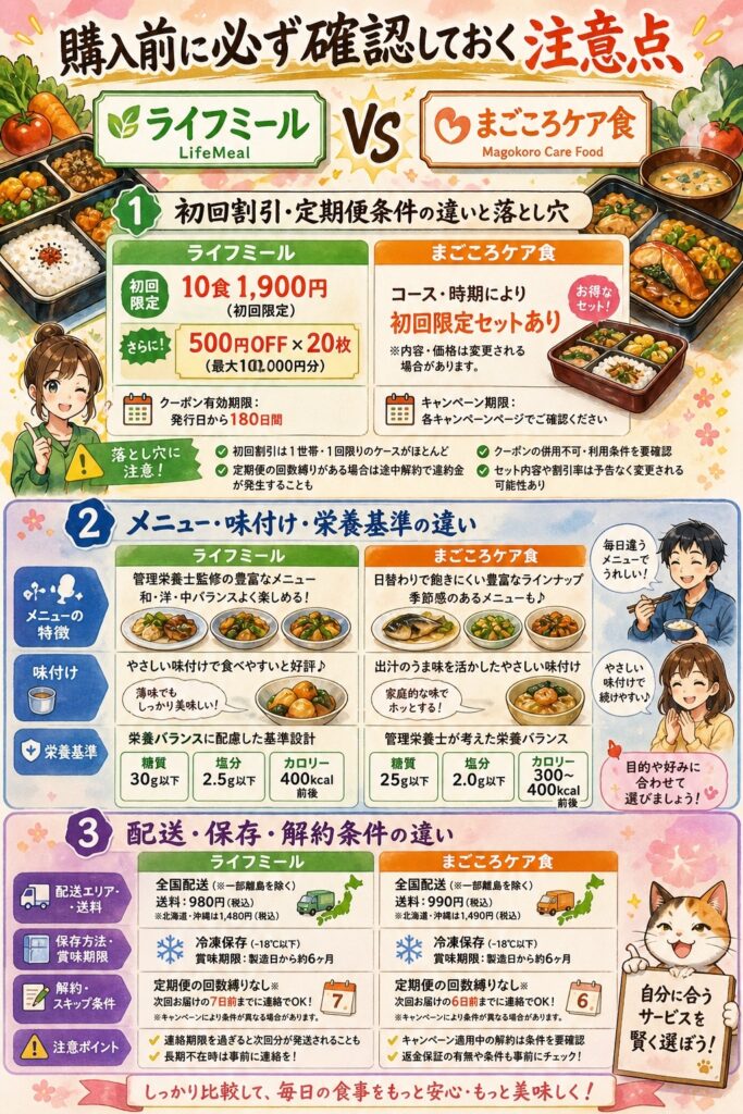 ライフミールとまごころケア食 購入前に必ず確認しておく注意点