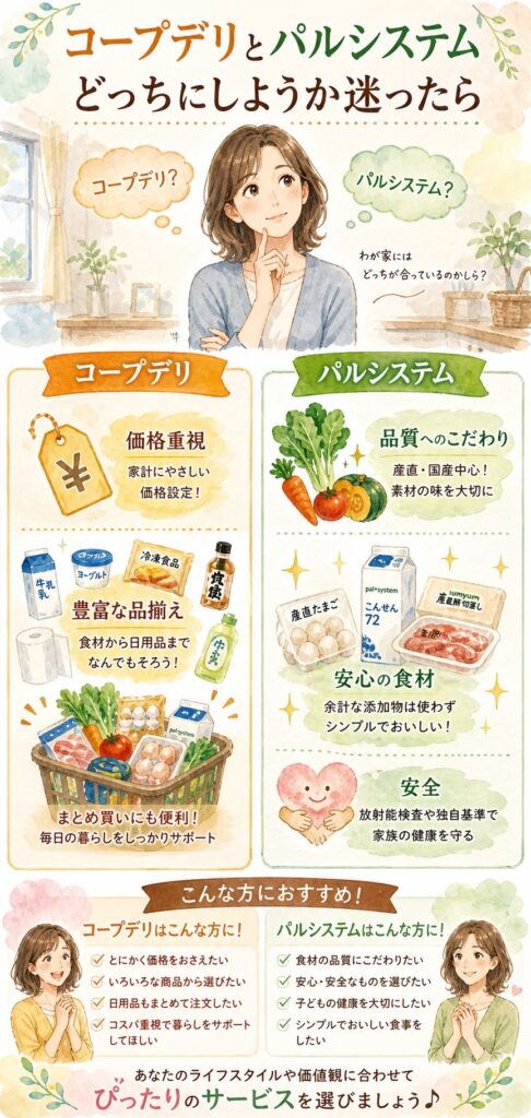 コープデリとパルシステム、「どっちにしようか」と迷い続けているあなたへ