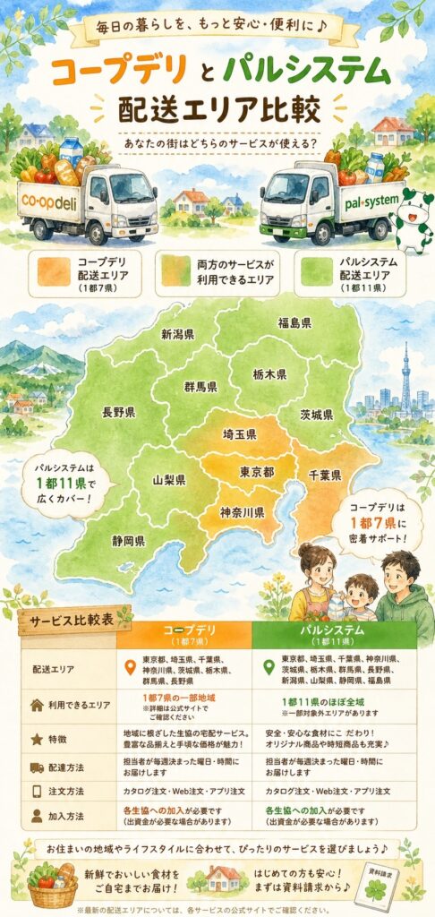 コープデリとパルシステム 配送エリアと加入の仕組みを確認する