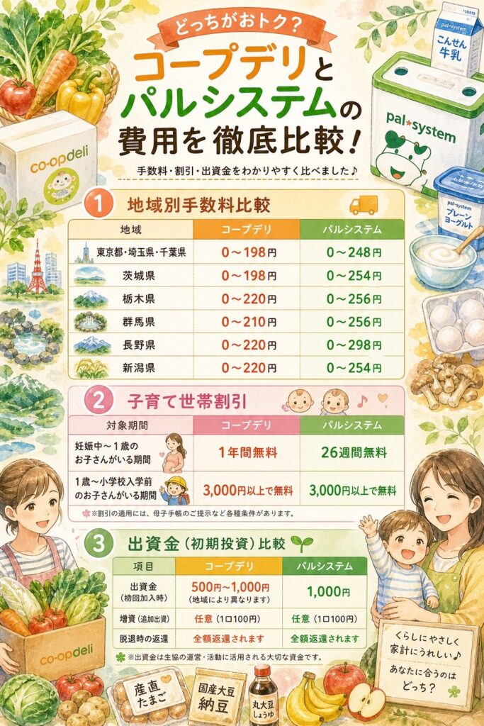 コープデリとパルシステム 毎週かかるお金をリアルに比較する