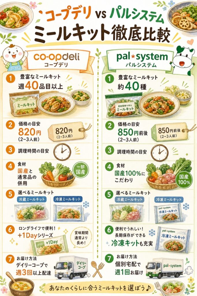 コープデリとパルシステム 毎日の夕飯を助けるミールキットを徹底比較する