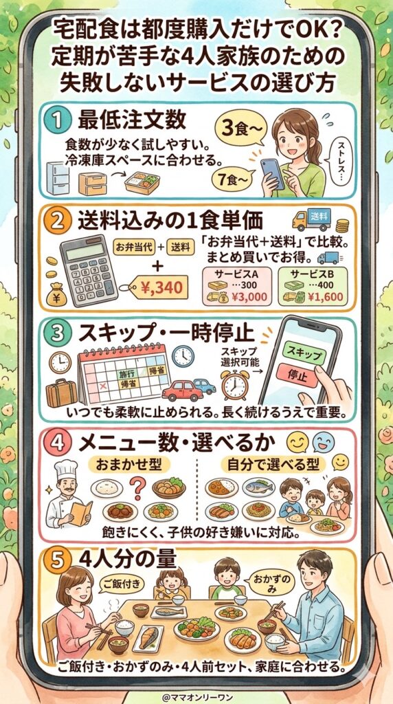 都度購入・1回注文OKの宅配食サービスを選ぶ5つの基準
