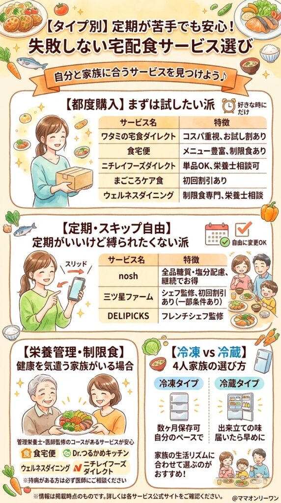 【タイプ別】定期が苦手でも使いやすい宅配食サービス比較