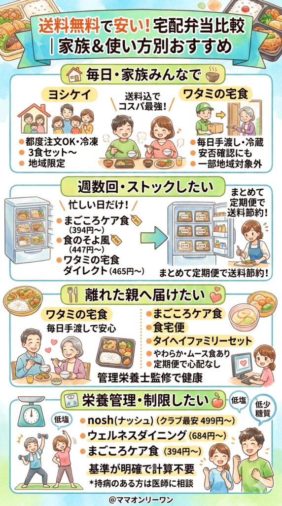 送料無料で安い宅配弁当|家族構成・使い方別のおすすめ比較