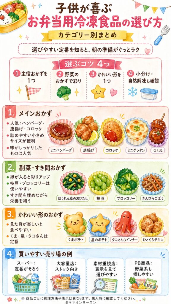 子供が喜びやすい!お弁当用冷凍食品 カテゴリー別まとめ