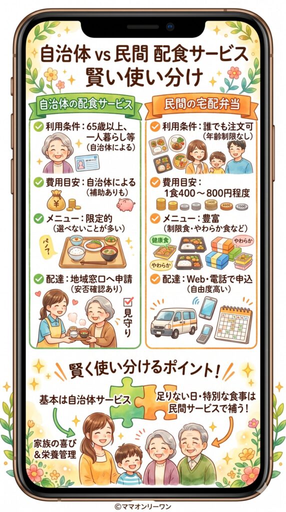 自治体の配食サービスと民間サービス、何が違う？