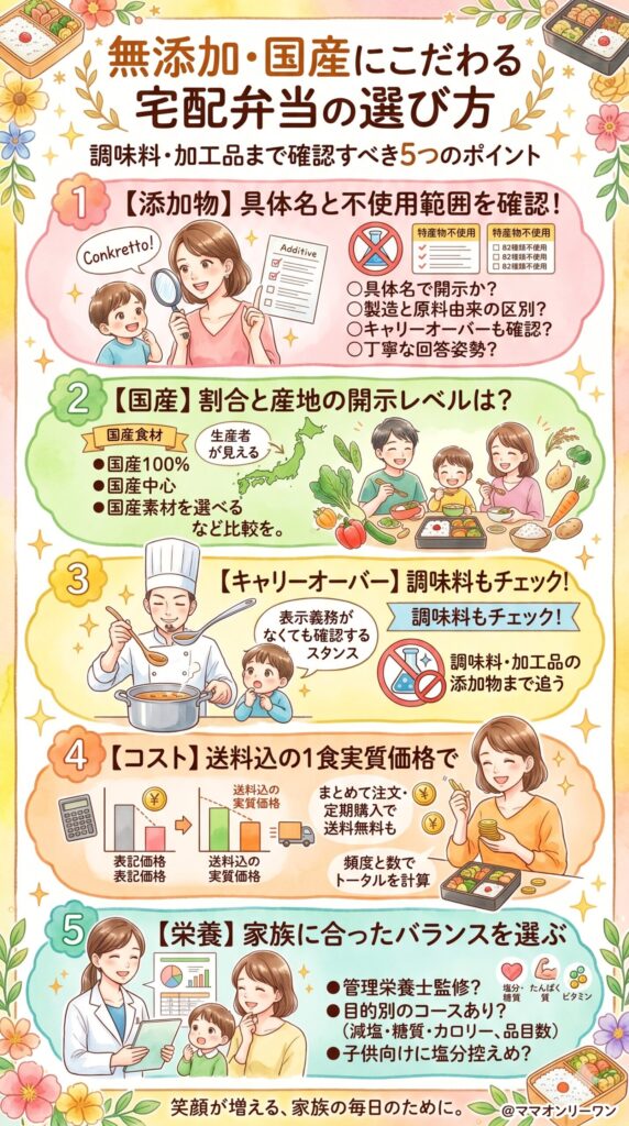 国産・無添加の宅配弁当を正しく選ぶための5つの確認ポイント