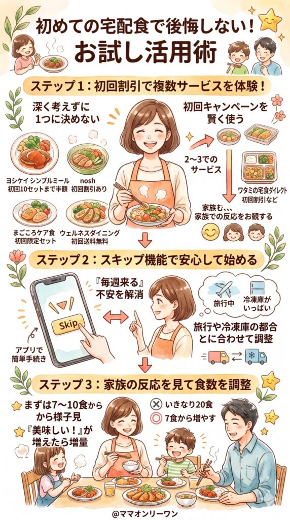 初めての宅配食で後悔しないためのお試し活用術
