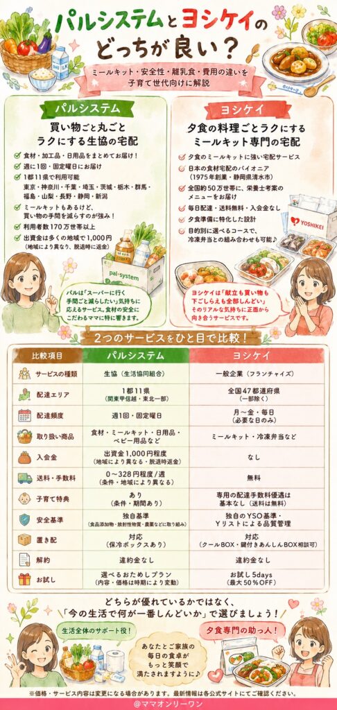 パルシステムとヨシケイ、そもそも何が違うサービスなのか