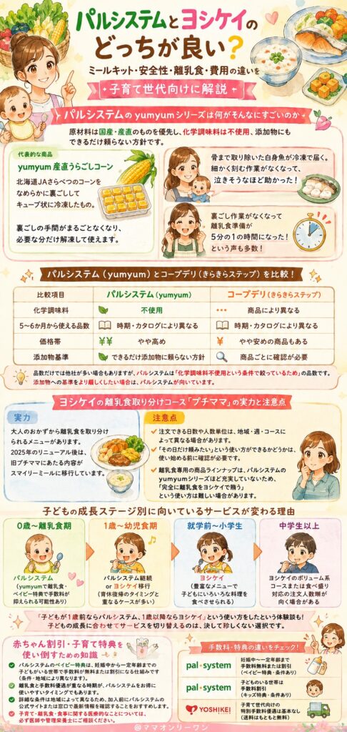 パルシステムとヨシケイ 子育て中のママが特に知っておきたい離乳食・幼児食の比較