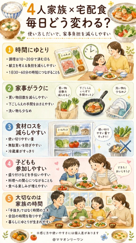 4人家族が宅配食を使うと、毎日何が変わるのか