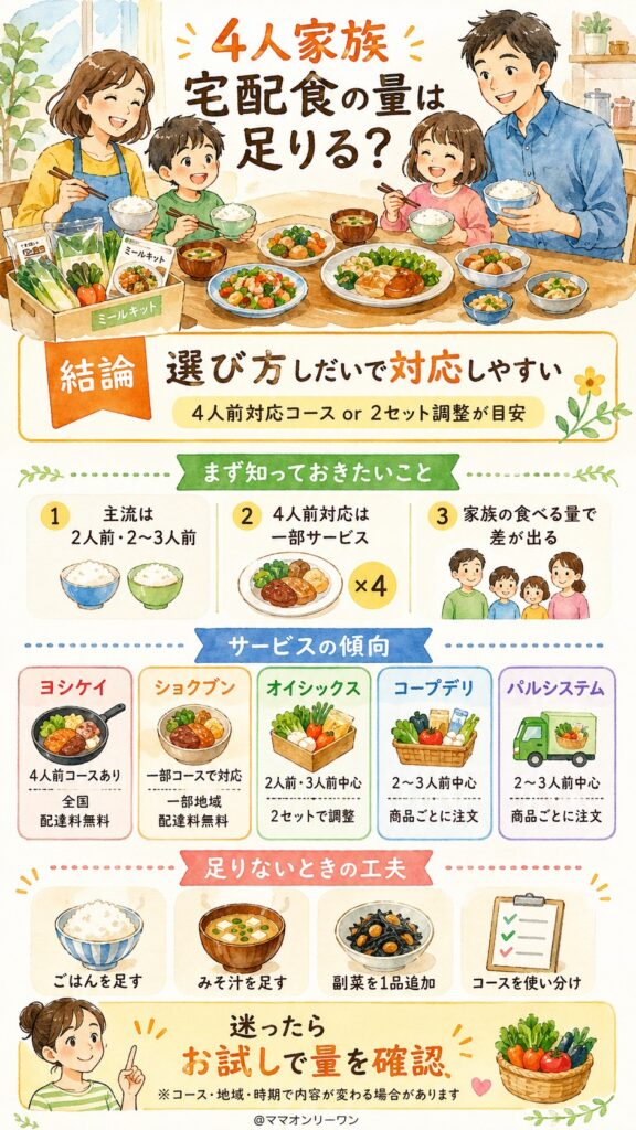 正直なところ、4人家族で宅配食の「量」は足りるのか