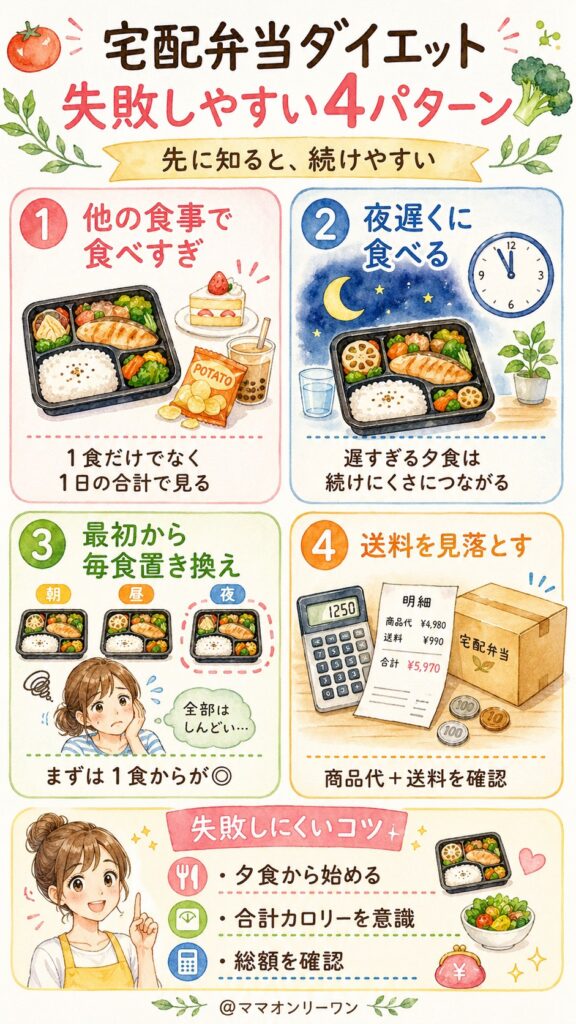 やってしまいがちな宅配弁当ダイエットの失敗パターン