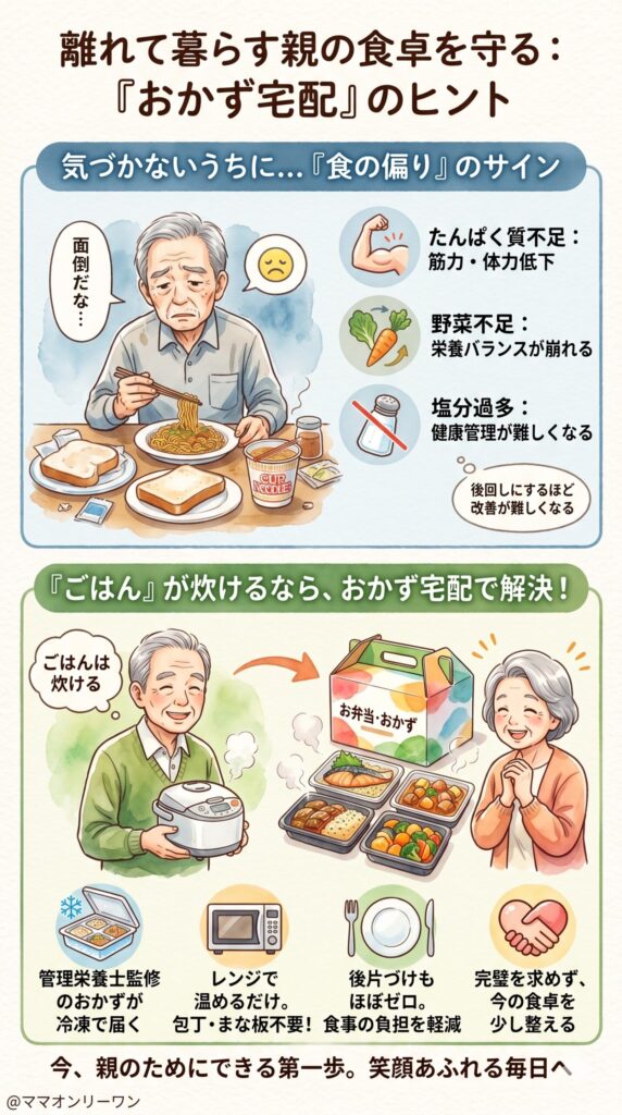 離れて暮らす高齢の親の食事、「なんとなく大丈夫」が一番危ない