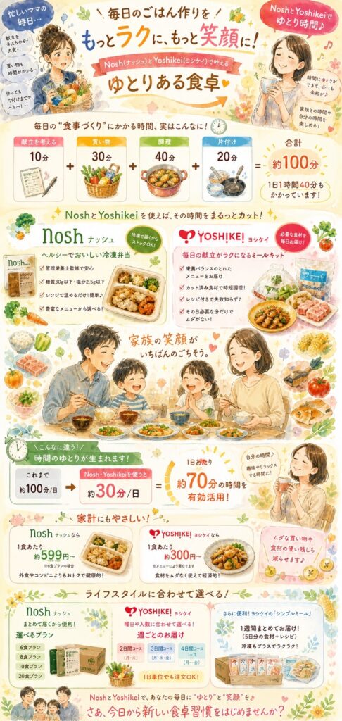 ナッシュとヨシケイ 毎日の夕飯、これだけ時間と気力を使っていた