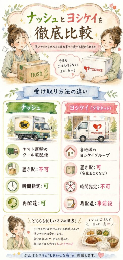 ナッシュとヨシケイ 使いやすさを比べる:疲れ果てた夜でも続けられるか