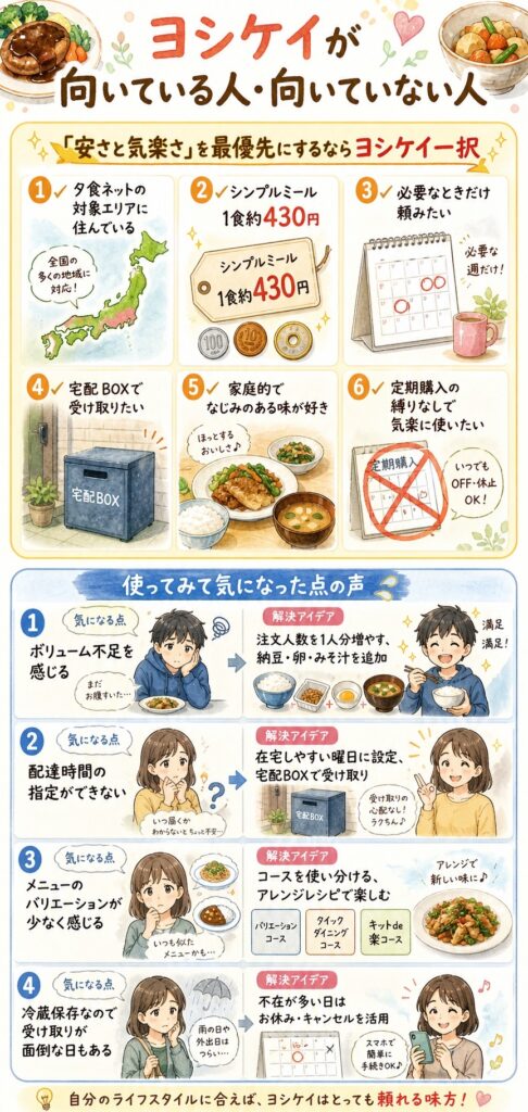ヨシケイが向いている人・向いていない人をはっきり言う