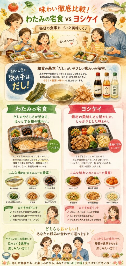 ワタミの宅食とヨシケイ 【比較①:味】毎日食べても飽きない?正直なところを整理する