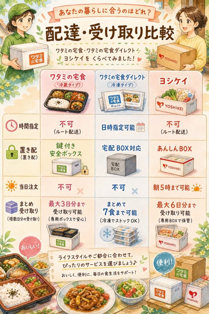 ワタミの宅食とヨシケイ 【比較③:配達・受け取り】忙しい毎日に本当にフィットするか