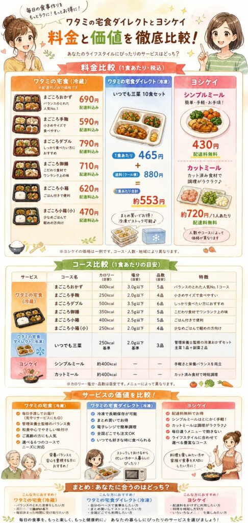 ワタミの宅食とヨシケイ 【比較②:料金】「安い」の基準は人によって全然違う