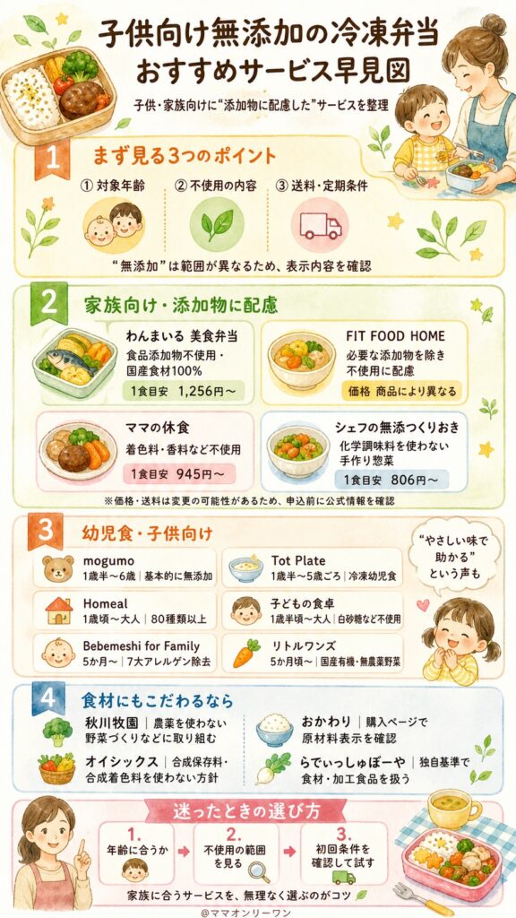安心して子供に食べさせられる無添加冷凍弁当・宅配サービスの紹介
