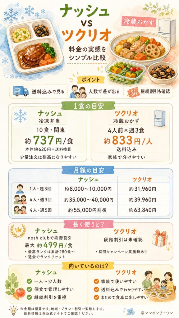 ナッシュとツクリオ 料金の実態：1食あたり本当にいくらかかるのか
