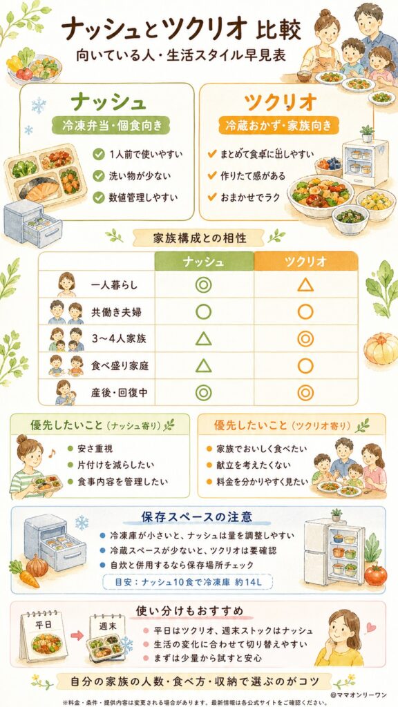 ナッシュとツクリオ 向いている人・向いていない人：家族構成と生活スタイルで判断する