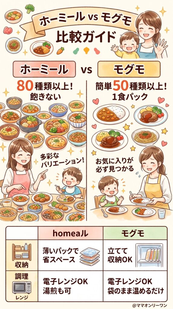 homeal(ホーミール)とモグモ メニュー数・バリエーション・使いやすさを比べてみた