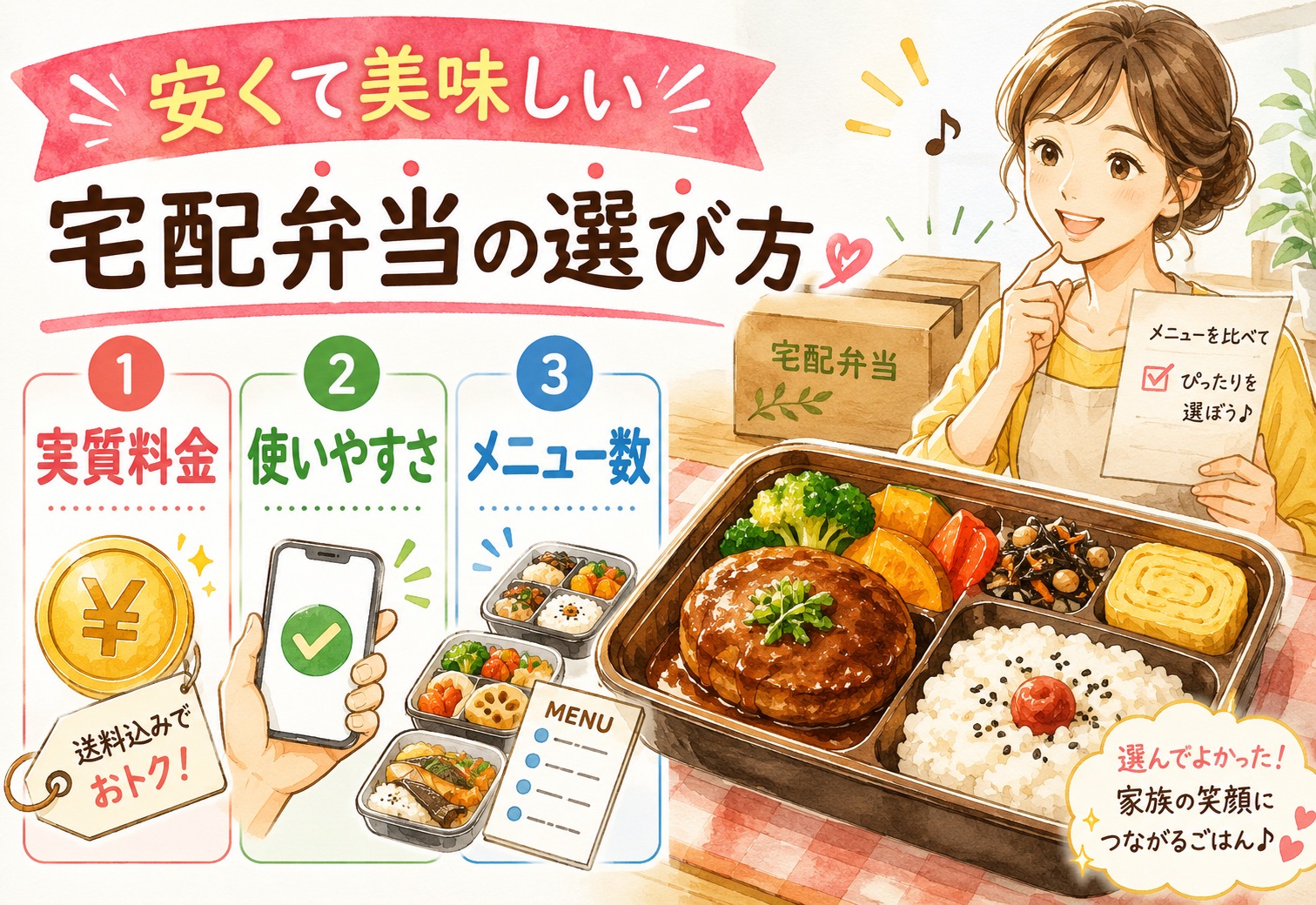 安くて美味しい宅配弁当で失敗しない選び方｜送料込みの実質料金・使いやすさ・メニュー数を徹底比較