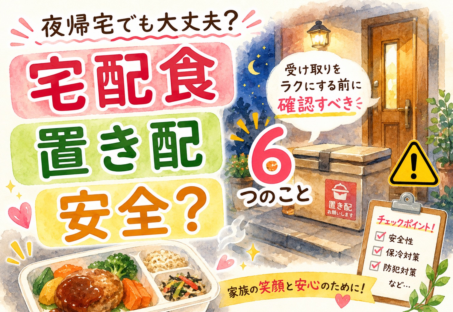宅配食の置き配は夜帰宅でも安全？受け取りをラクにする前に確認すべき6つのこと