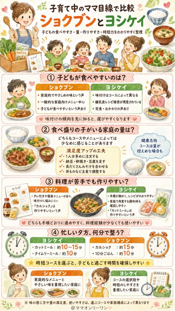 ショクブンとヨシケイ 調理の手間・時短力・使いやすさを比べてみた