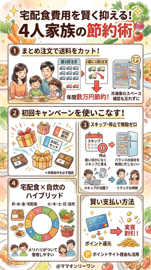 4人家族が宅配食費用を無理なく抑えるための節約の考え方