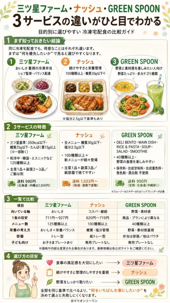 三ツ星ファーム・ナッシュ・GREEN SPOONとは?まず3サービスの全体像を知っておく