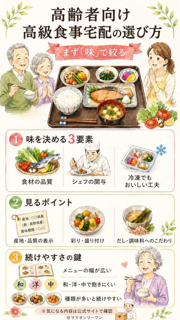 高齢者向け高級食事宅配の選び方｜まず「味」で絞る