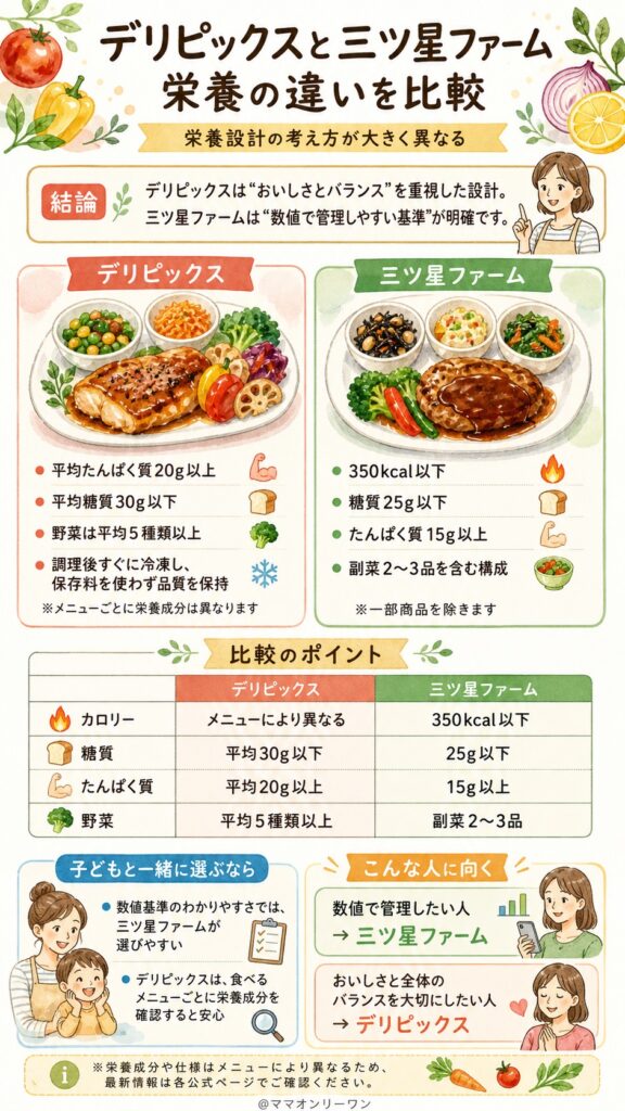 デリピックスと三ツ星ファーム 【栄養を比較】設計の「考え方」が根本から違う