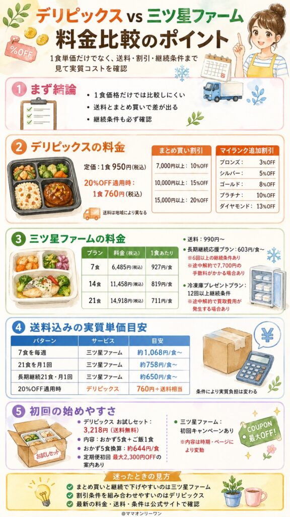 デリピックスと三ツ星ファーム 【料金を比較】「1食いくら」では判断できない理由