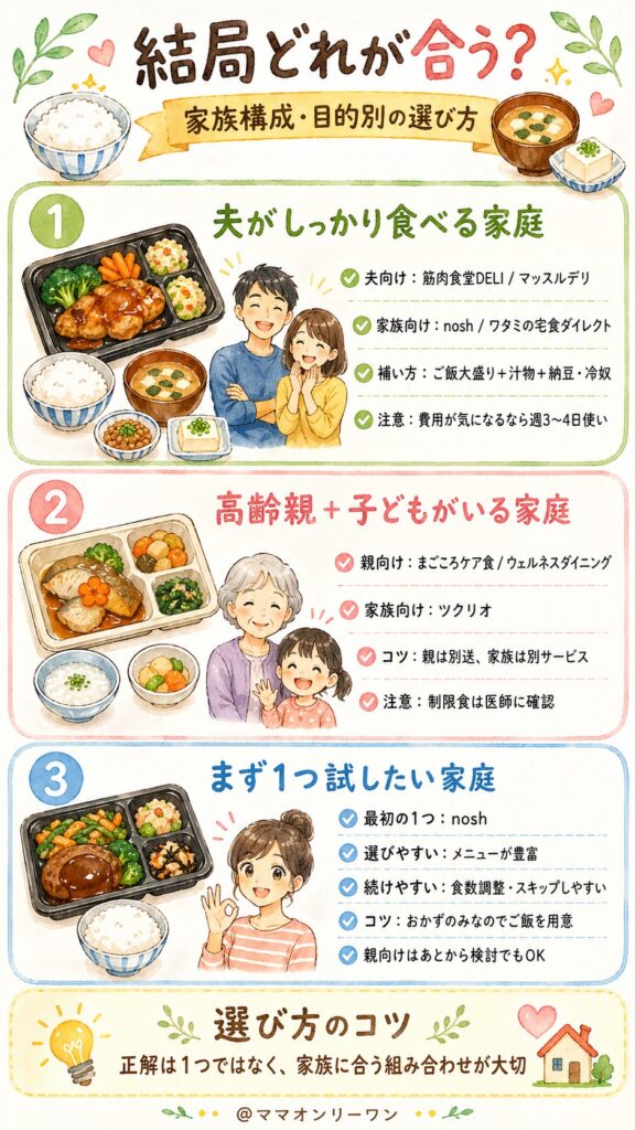 結局どのサービスが合う？家族構成・目的別の選び方まとめ