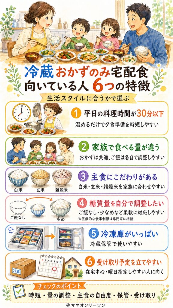 冷蔵おかずのみ宅配食が向いている人の特徴【これが判断の核心】