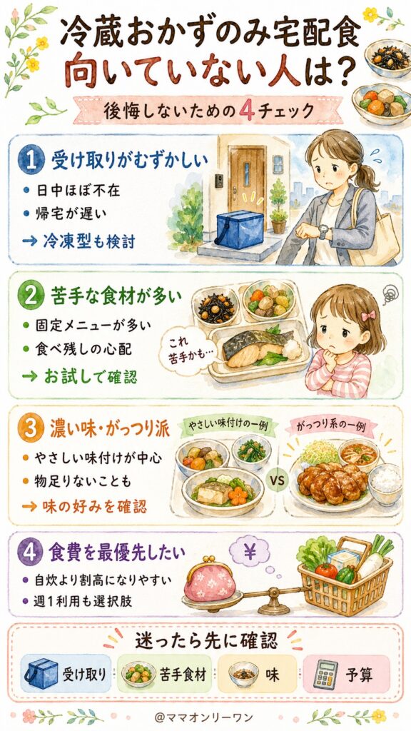 冷蔵おかずのみ宅配食が向いていない人の特徴も正直に伝える