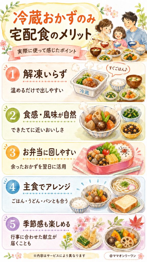 実際に使ってみてわかった、冷蔵おかずのみ宅配食のメリットまとめ