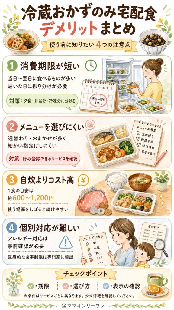 使い続けて気づいた、冷蔵おかずのみ宅配食のデメリットまとめ