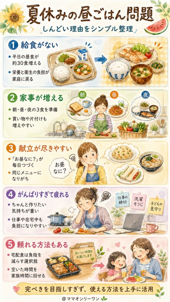 夏休みの昼ごはん問題、しんどいに決まってる