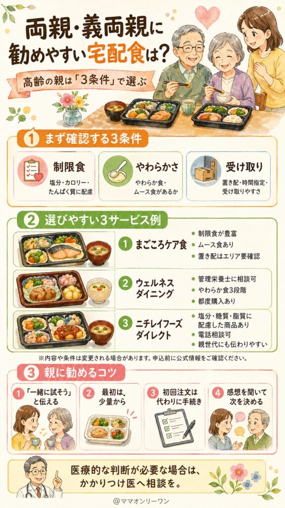 両親・義両親にも安心して勧められる宅配食サービスはどれか